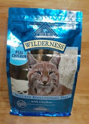  1BAG: BLUE BUFFALO Wilderness ADULT INDOOR GRAIN FREE Dry Cat Food  CHICKEN 4LB