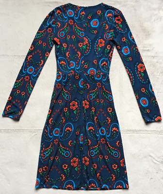 issa london blue dress Issa London Women's Paisley 100% Silk Dress, Sz 2, Navy Blue, Long Sleeves  EUC