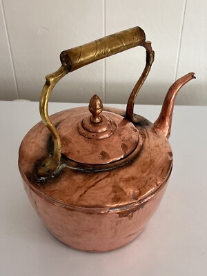 Antique Maurice Cohen Large Heavy Gooseneck Copper Kettle 