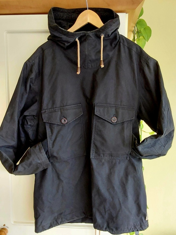 Pretty Green black fully lined, waxedcotton smock in L eBay
