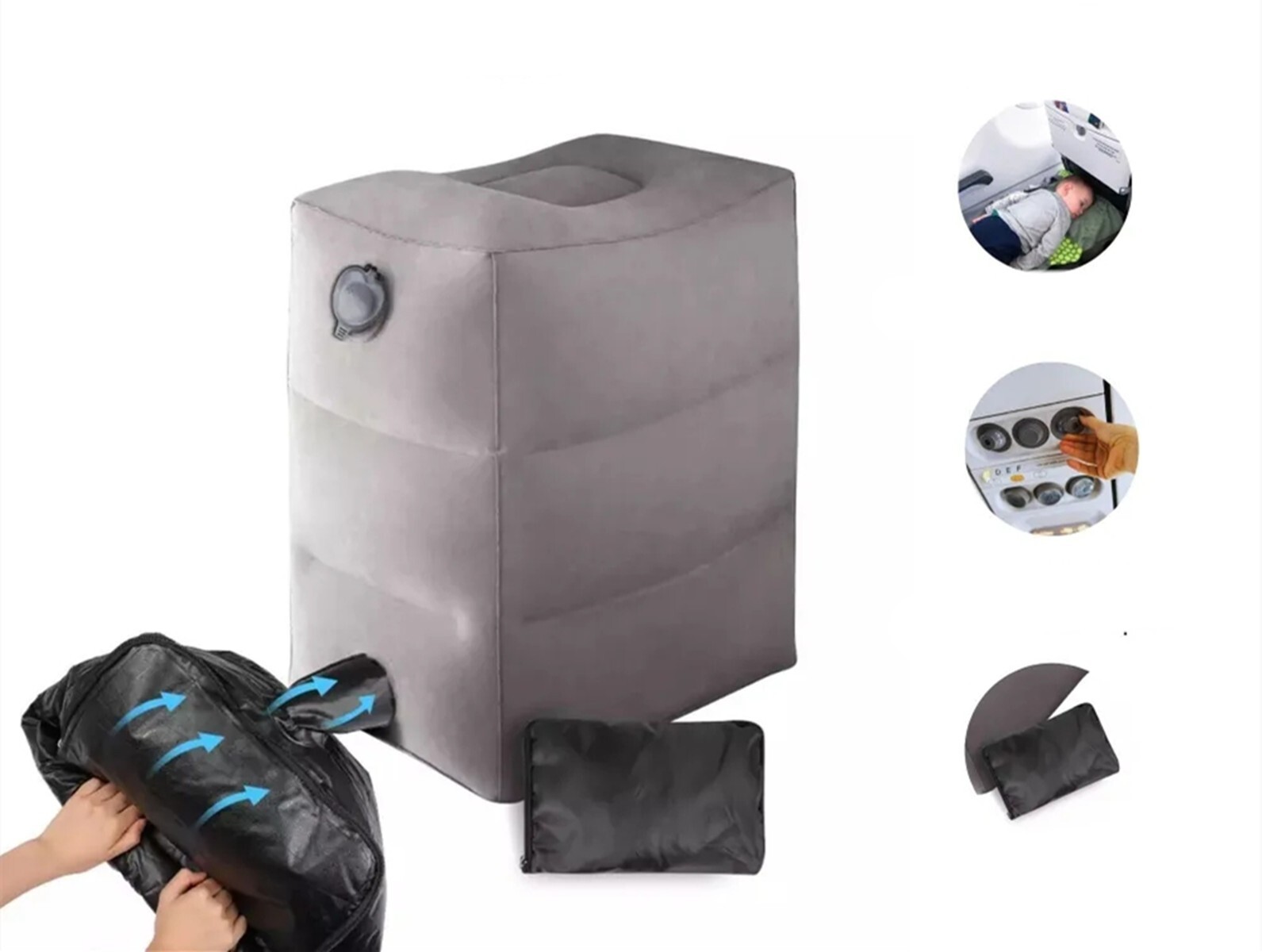 Inflatable Foot Rest Pillow Adjustable Height Cushions for Travel, Kids/Adults