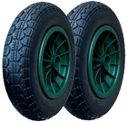 pack of 2 green 14" puncture proof  solid 3.50-8 wheelbarrow wheel 1/2"  bore