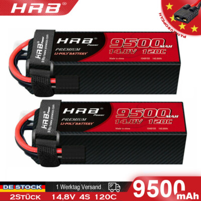 2Stück HRB 14,8V 9500mAh 4S 120C Traxxas Lipo Akku für RC XRT X-Maxx UDR Maxx V2