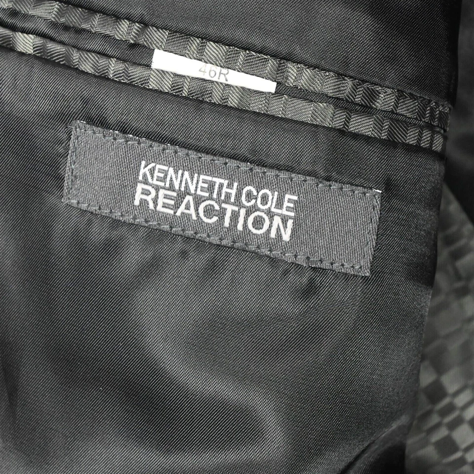 Kenneth Cole Reaction 46R 36x29 黑色条纹男式运动外套夹克裤子套装 — 第 4/4 张图片