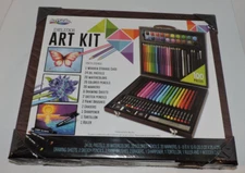 New Artskills Deluxe Art Kit 100 Pieces Wooden Case Colored Pencils Sealed
