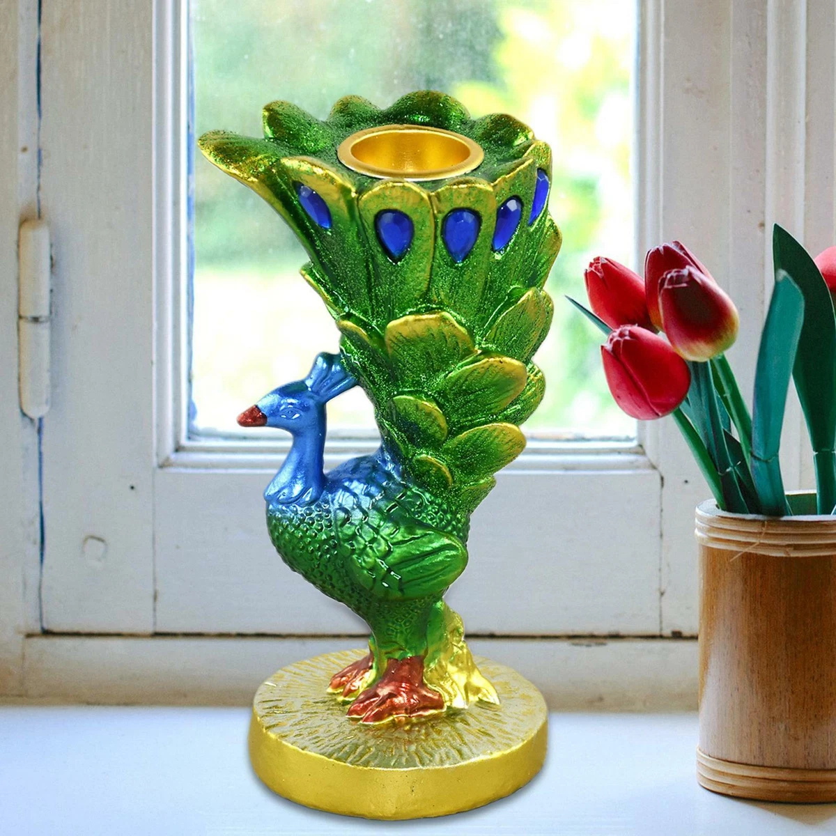 Peacock Figurine Candle Holder Tea Light Holders for Christmas