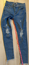 Levi's 720 high rise super skinny distressed denim jeans size 26 women's ins 28"