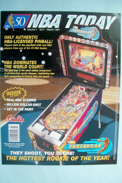 Vintage/Original 1997 Bally NBA FASTBREAK Pinball Flyer - Mint Condition Vintage/Original 1997 Bally NBA FASTBREAK Pinball Flyer - Mint Condition