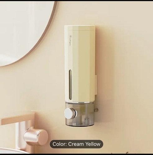 Dispensador de jabón de pared - Prensa manual para champú y lavado corporal - Verde/crema - Imagen 6 de 6