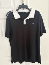 Calvin Klein Men's Polo Shirt Size Large Black Shirt White Collar