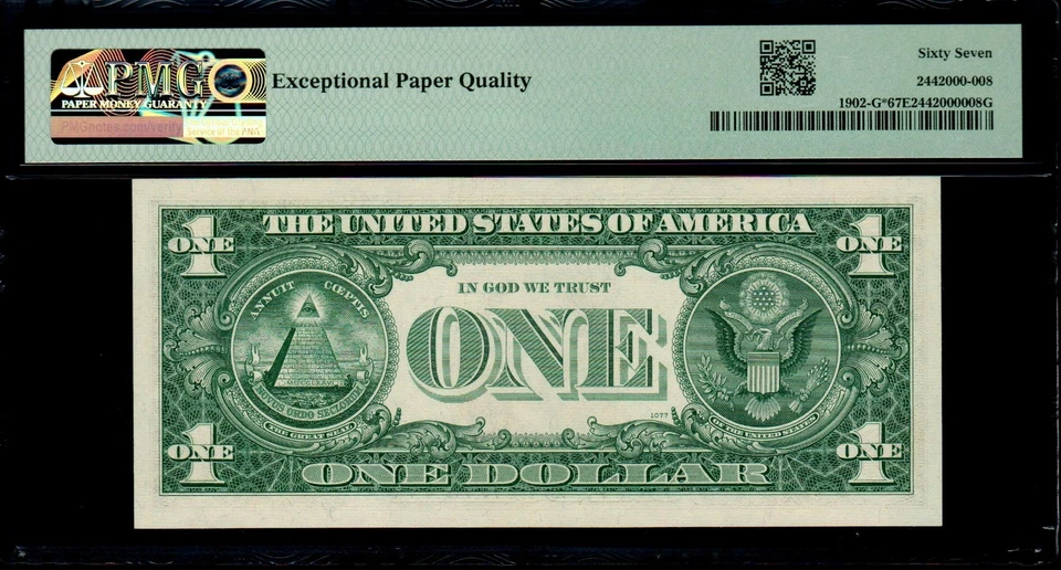 1963B $1 CHICAGO STAR NOTE PMG 67 EPQ 480K Print Run Fr 1902-G* FRN Barr Note - Image 2 of 2