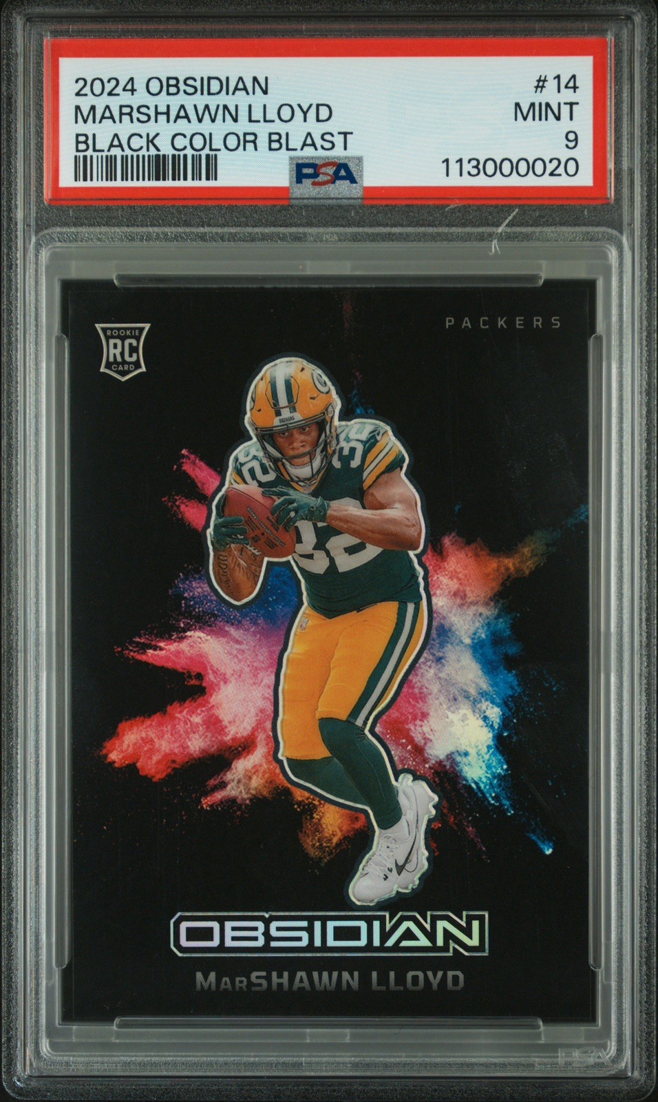 2024 Panini Obsidian - MarShawn Lloyd #14 Black Color Blast, PSA 9 (RC)