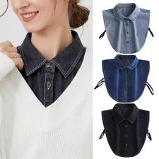Cotton Blend Fake Collar Lapel Style Adjustable Straps for Women Girls