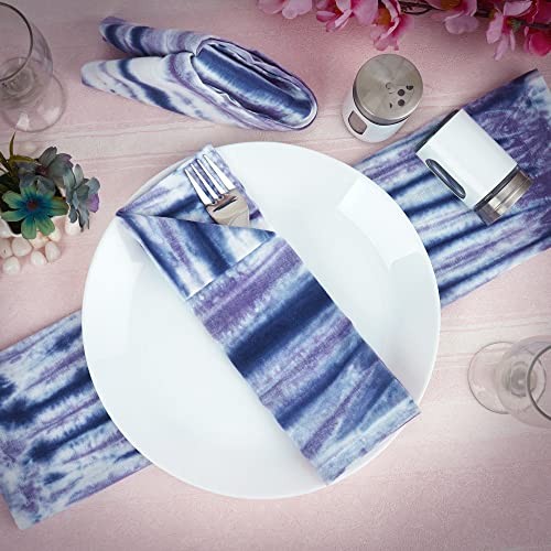 Cloth Napkins Set of 6 Cotton Blend 20x20 20" x 20" (Set of 6) Indigo Sripe - Picture 4 of 7