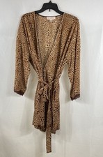 Oscar de la Renta Women's Pink Label Leopard Print Robe Vintage Y2K Lace Sz M