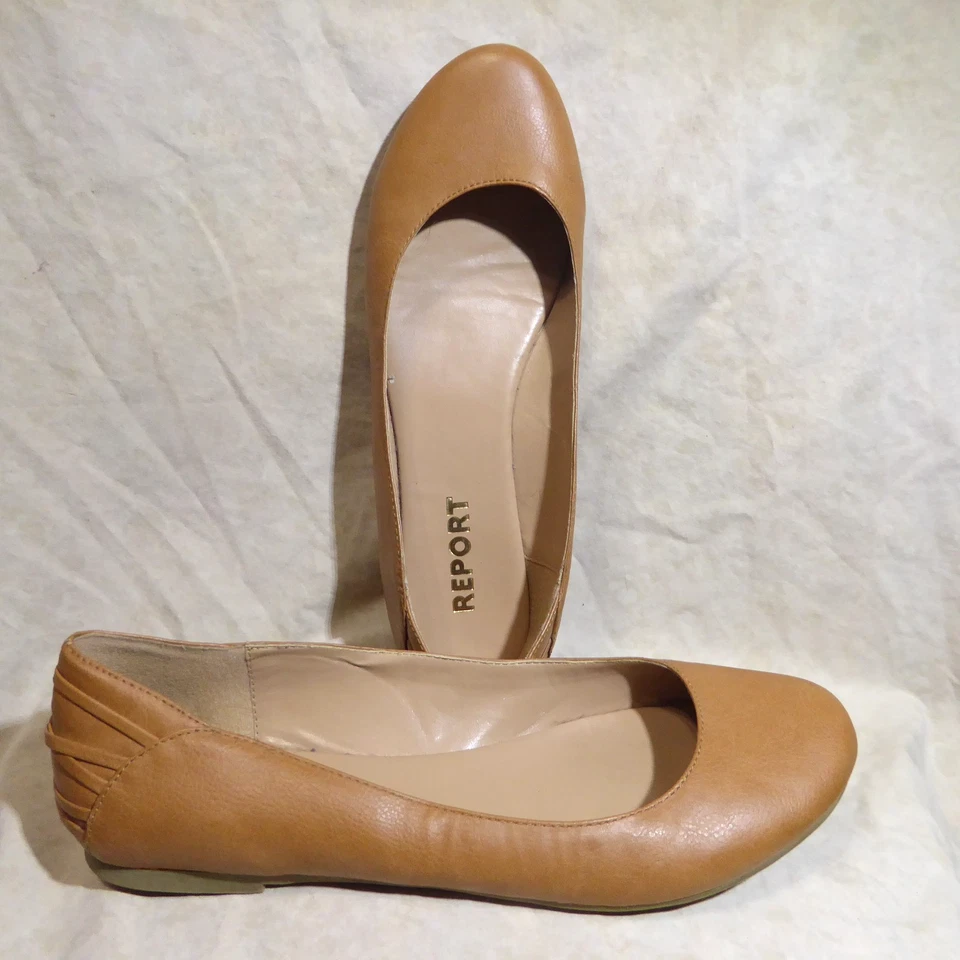 🩰 Report Classic Ballet Flats sz 10 M Chestnut Brown Leatherette; Heel Details - image 2 of 4