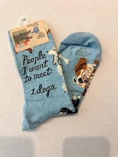 Blue Q People I Want To Meet Dogs Women's Crew Socks Sz 5-10 NWT