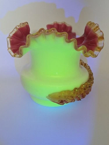 Steven & Williams Uranium Glass Milk Vase Victorian Era Vintage Antique