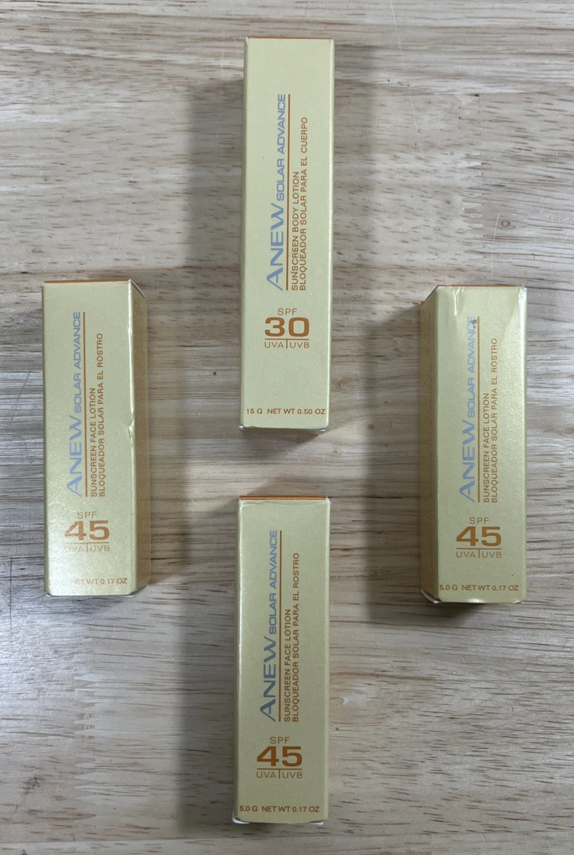 Avon Anew Solar Advance Sunscreen Face & Body Lotion -SPF 30 & SPF 45 - Lot Of 4