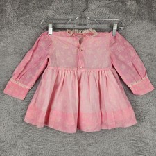 Vintage Polly Flinders Dress Girls 18-24 Months Pink Floral Lace Smocked Party