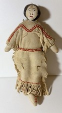 Vintage Native American Plains Indian Beaded Buckskin Leather Doll