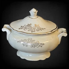 1950s Vintage Homer Laughlin Golden Rose Lid Sugar Bowl Virginia Rose USA Made