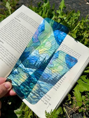 Northern Lights Bookmark - Handmade Aurora Borealis Art, Colorful Stained Glass