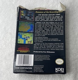 Romance of the Three Kingdoms (Nintendo NES, 1989) Box/Game Only-SEE PICS-Tested