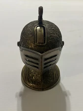 Vintage Table Lighter Knight Armor Helmet Metal Cigarette Lighter Untested