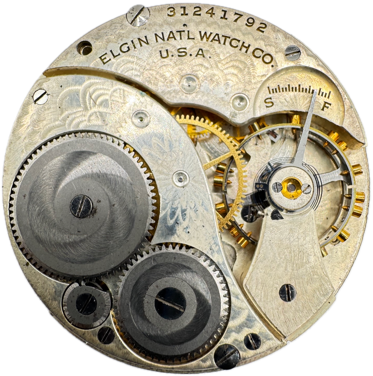 Vintage 12s 1928 Elgin 7 Jewel Mechanical Pocket Watch Movement 303 USA