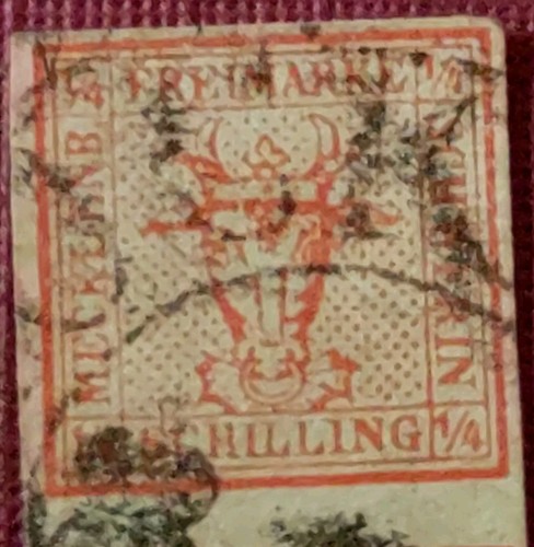 German States,1864, Mecklenburg Schwerin 1/4shilling Used (1203) - Picture 2 of 3