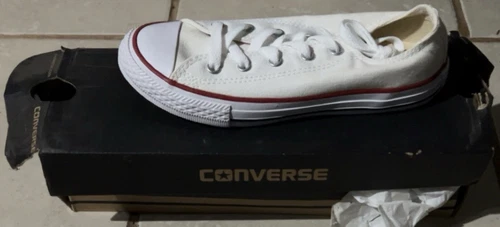 NUOVE Converse Chuck Taylor All Star Low bianche giovanili 1 5