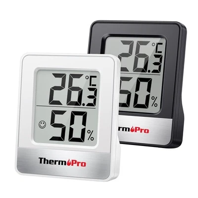 THERMOPRO TP49 2 Pezzi Mini Igrometro Termometro Digitale Termoigrometro Da Interno per Ca