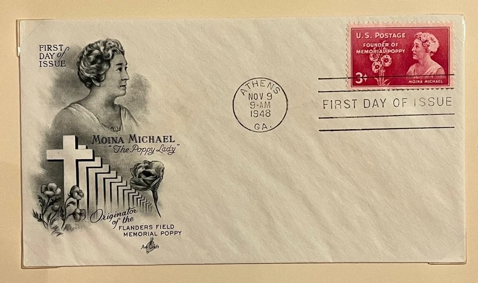 1948 3c Moina Michael Memorial Poppy Scott #977 First Day Covers (2) inc Fluegel - Image 2 of 3