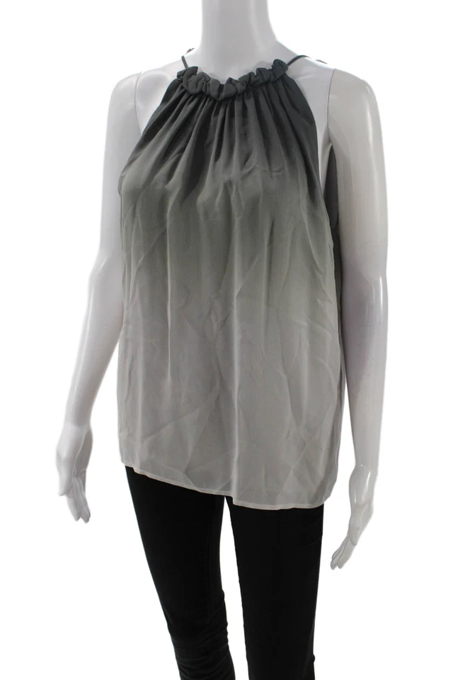 Regata Vince Feminina Algodão Decote V Sem Mangas Ombre Estampada Cinza Tamanho P - Imagem 2 de 4