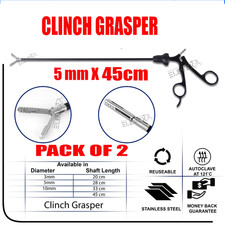MEDIVIO  New Laparoscopic CLINCH Grasper 5 mm 45cm Bariatric LongForcep Pack of2
