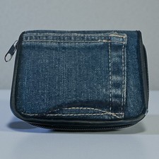 Small Denim Zipper Around Wallet Upcycled Old Jeans Fabric Small Denim Zipper Around Wallet Upcycled Old Jeans Fabric