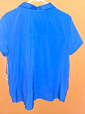 Scrubstar Blue V-Neck Short Sleeve Scrub Top Chest Pocket Size M/M Polyester