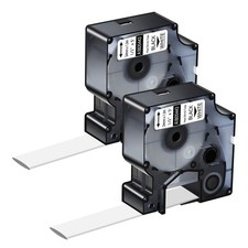 2PK 1805443 IND Heat-Shrink Tube 1" BlackWhite for DYMO Rhino 6000 5000