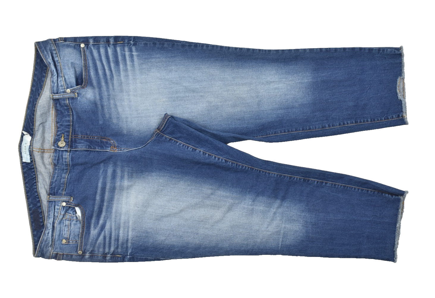 Raw Hem Distressed Stretch Cotton Plus Size