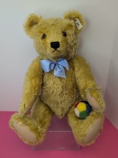 19 Steiff Teddy Bear 1987 Blond LTD 4000 W/ Ball Golden Mohair Ear Tag Si2