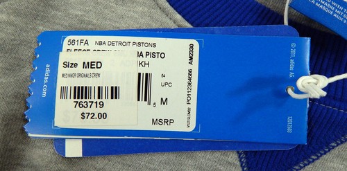Hombres Detroit Pistons Auténtica Gris Cuello Redondo Sudadera Original Adidas Nueva con Etiquetas M 58S - Imagen 7 de 7