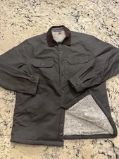 Tailor Vintage Jacket Barn Chore Coat Men Medium Gray Sherpa Fleece Lined Pocket