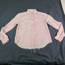 Rails XS Ingrid Raw Button Up Dusty Rose Chambray Long Sleeve Boho Coastal