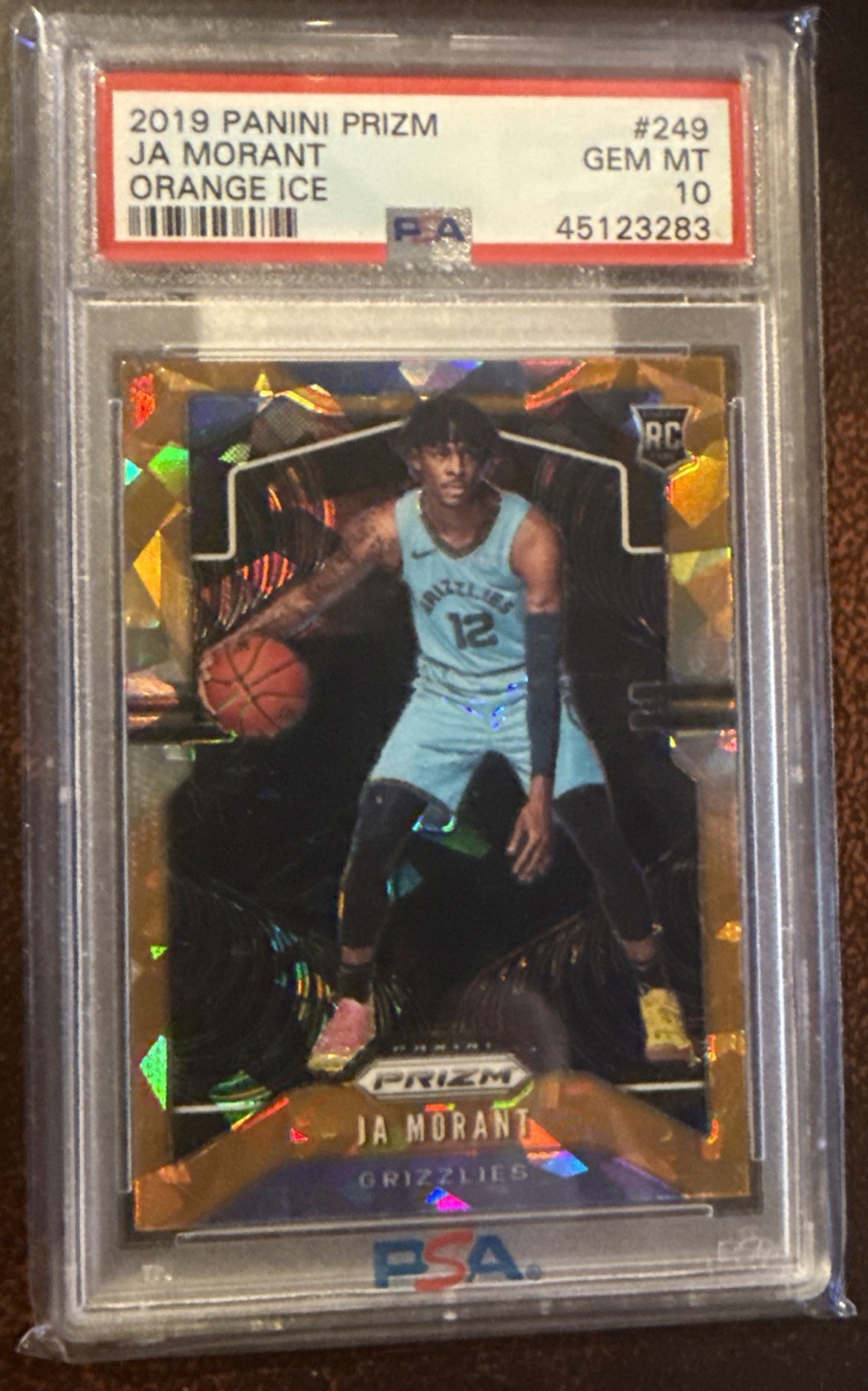2019-20 Panini Prizm Rookie RC Orange Ice Ja Morant #249 PSA 10