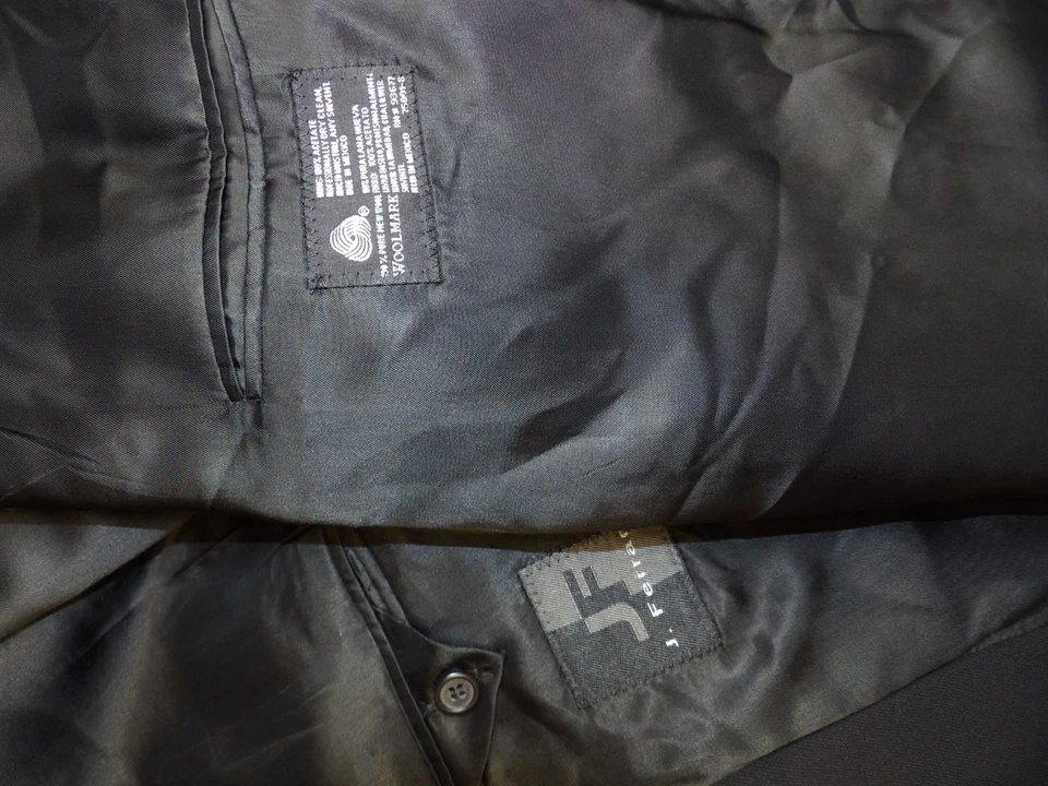 J Ferrar Mens Suit 48L 41W X 30 Black Weave 100% Wool L#103 - Image 4 of 4