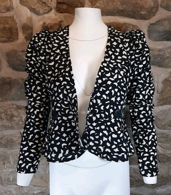 & Other Stories Blazer 6 Zweireiher Abstraktes Muster Schulterpolster Strukturiert 
