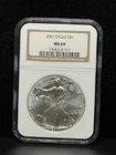 NGC MS69 2001 American Silver Eagle One Dollar Silver Coin -117