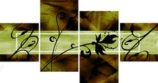 Large Olive Green Multi Panel Wall Art Canvas Pictures Ready to Hang Abstracts