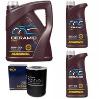 MotoröL Set Mannol 5W-30 Ceramic Plus 7 Liter + ÖLfilter FüR Peugeot Boxer 2.8